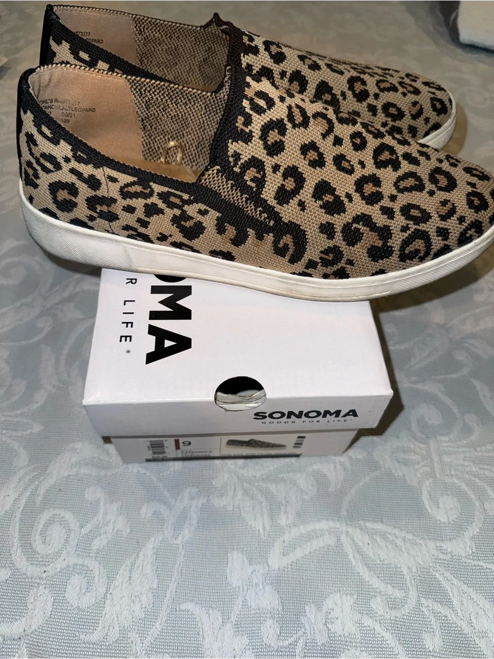 Sonoma Leopard-Print Slip-On Sneakers in Tan and Black